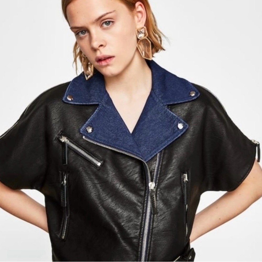 Zara Leather/Denim Vest